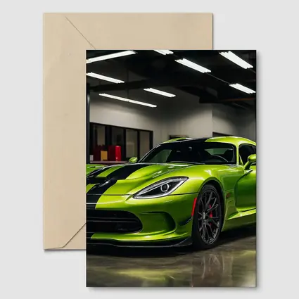 Green Dodge Viper Parked Inside Garage