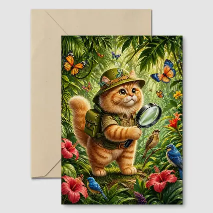 Persian Cat Explorer in Tropical Jungle