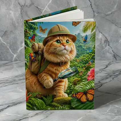 Orange Cat Explorer In Tropical Jungle