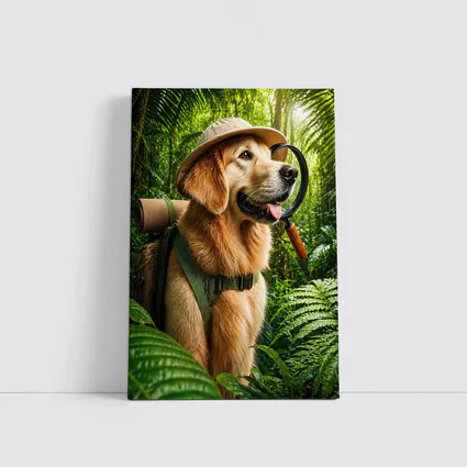 Golden Retriever Explorer in Jungle Adventure