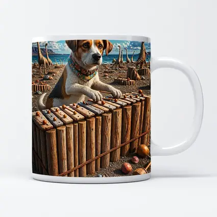 Beagle Dog Playing Xylophone Dinosaur Beach