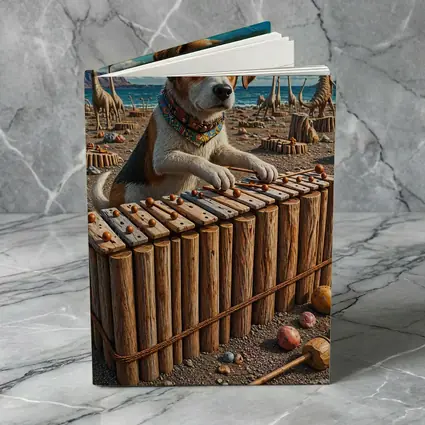 Beagle Dog Playing Xylophone Dinosaur Beach