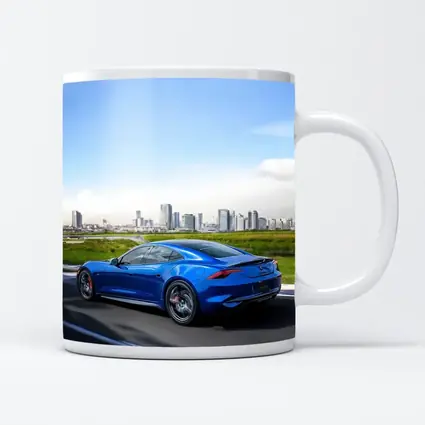 Karma GS-6 Blue Sports Car City Skyline