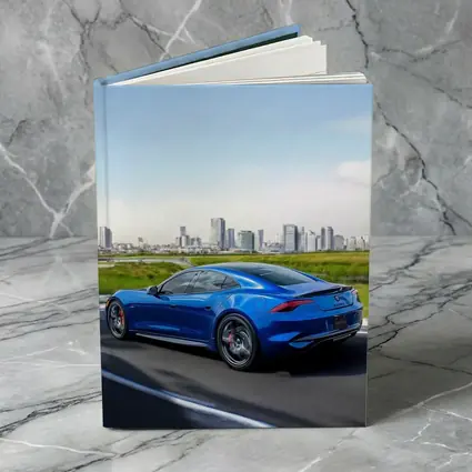 Karma GS-6 Blue Sports Car City Skyline