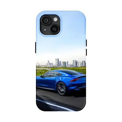 Karma GS-6 Blue Sports Car City Skyline