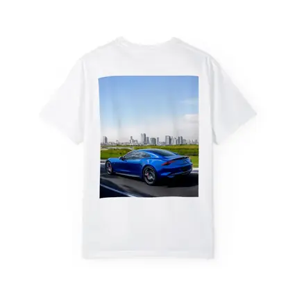 Karma GS-6 Blue Sports Car City Skyline