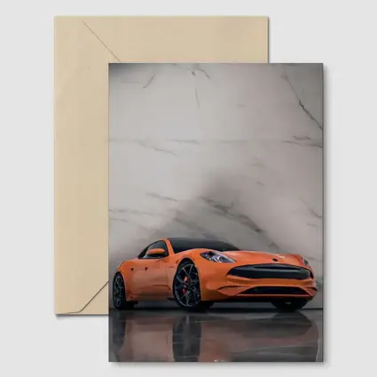 Karma GS6 Orange Sports Car Marble Background