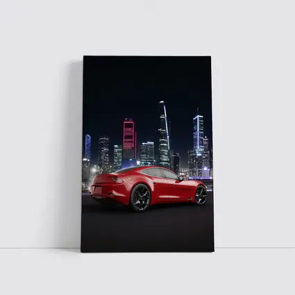 Karma Revero Red Sports Car City Night