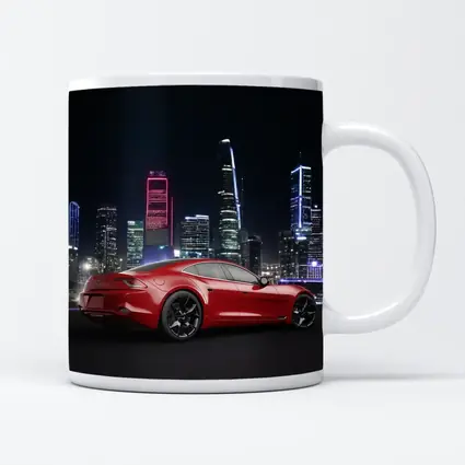 Karma Revero Red Sports Car City Night