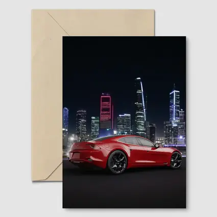 Karma Revero Red Sports Car City Night