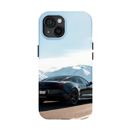 Karma Revero Black Car Snowy Mountain Road