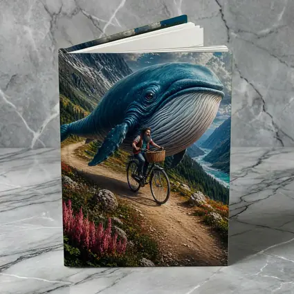 Giant Blue Whale Cyclist Mountain Valley Fantasy