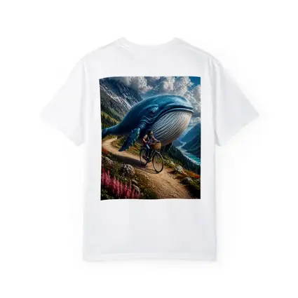 Giant Blue Whale Cyclist Mountain Valley Fantasy