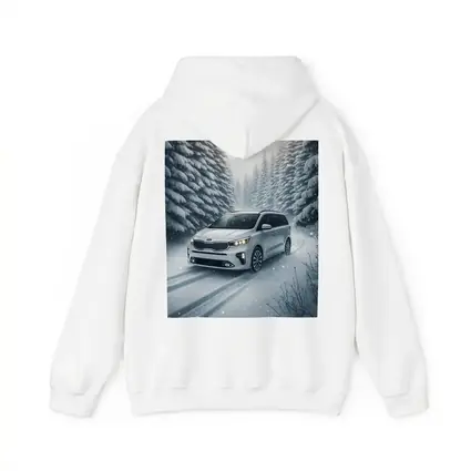Kia Carnival Minivan Driving Snowy Forest Road