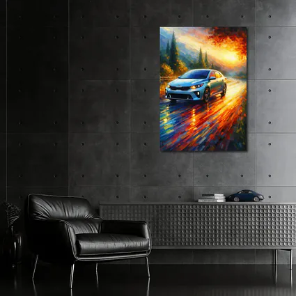 Kia Forte Impressionist Style Oil Painting Art