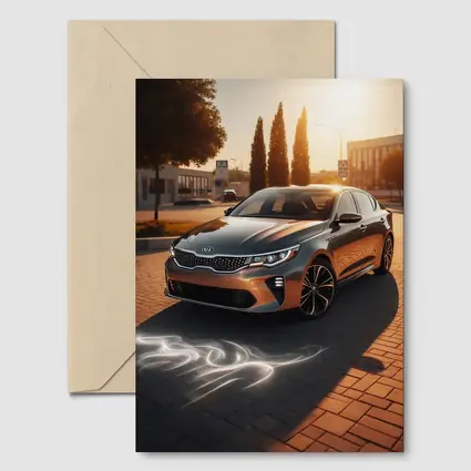 Kia Optima Sedan Glowing Sunset Street Scene