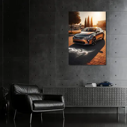 Kia Optima Sedan Glowing Sunset Street Scene