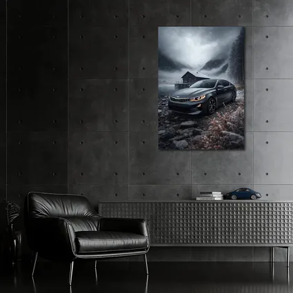 Kia Optima Sedan Moody Winter Mountain Scene