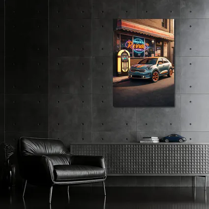 Kia Niro Retro Diner Neon Night Scene
