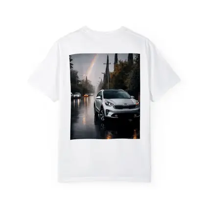 Kia Niro Silver Crossover Rainy Street Rainbow