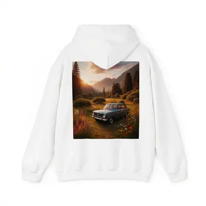 Retro Kia Classic Car Mountain Meadow Sunset
