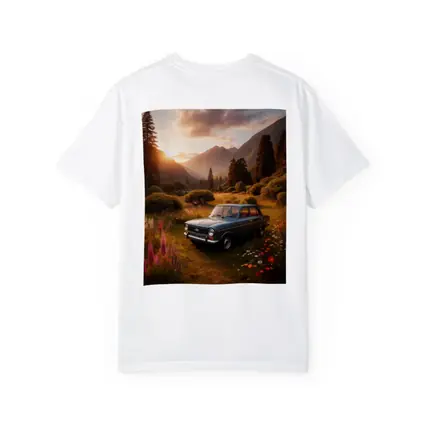 Retro Kia Classic Car Mountain Meadow Sunset