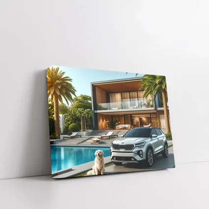 Kia Seltos White SUV Luxury Villa Pool