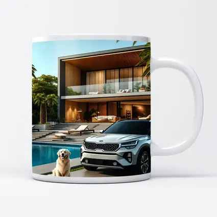 Kia Seltos White SUV Luxury Villa Pool