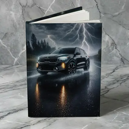 Kia Seltos SUV Driving Through Thunderstorm Night