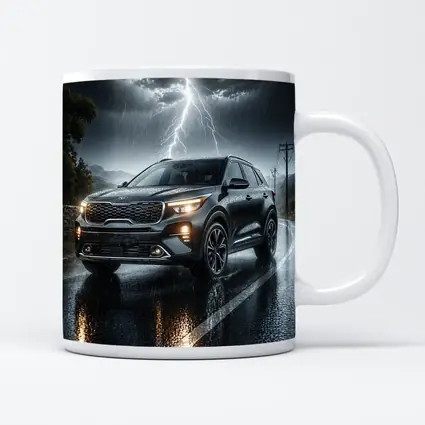 Kia Seltos SUV Dark Rainy Thunderstorm Night