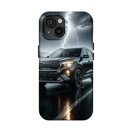Kia Seltos SUV Dark Rainy Thunderstorm Night