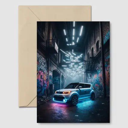 Kia Soul Neon Lights Urban Alley Night