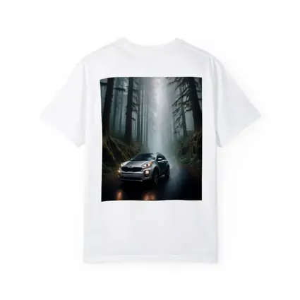 Kia Sportage Silver SUV Misty Forest Road
