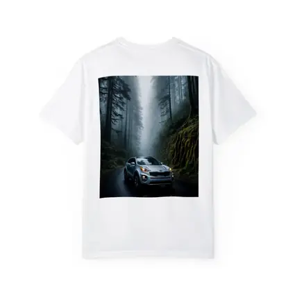 Kia Sportage Silver SUV Misty Forest Road
