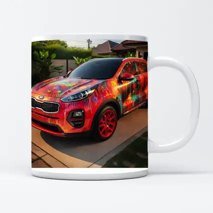 Kia Sportage Colorful Paint Splatter Driveway