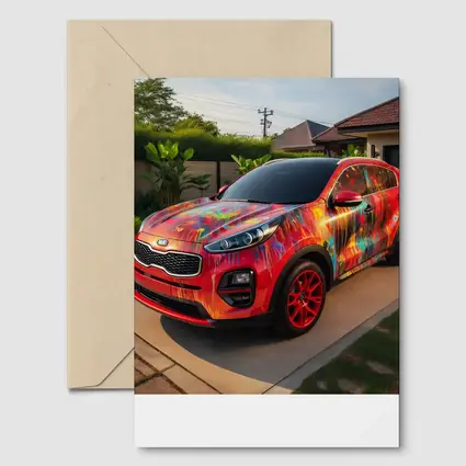 Kia Sportage Colorful Paint Splatter Driveway