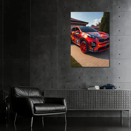 Kia Sportage Colorful Paint Splash Driveway
