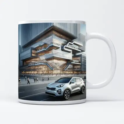 Kia Sportage SUV Modern City Building Background
