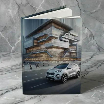 Kia Sportage SUV Modern City Building Background