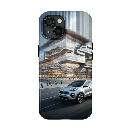 Kia Sportage SUV Modern City Building Background