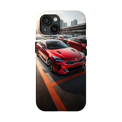 Kia Stinger Red Car Urban City Background
