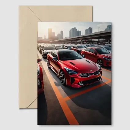 Kia Stinger Red Car Urban City Background