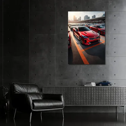 Kia Stinger Red Car Urban City Background