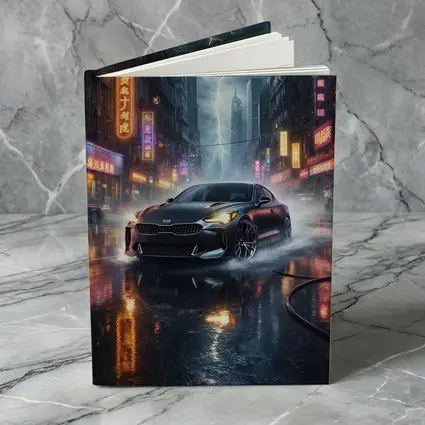 Kia Stinger Racing Through Neon Thunderstorm City