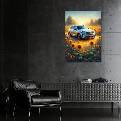 Kia Sorento SUV Sunflower Field Painting