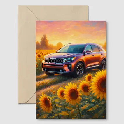 Kia Sorento SUV Sunflower Field Sunset