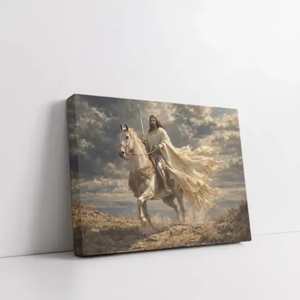 Jesus Riding White Horse Dramatic Sky