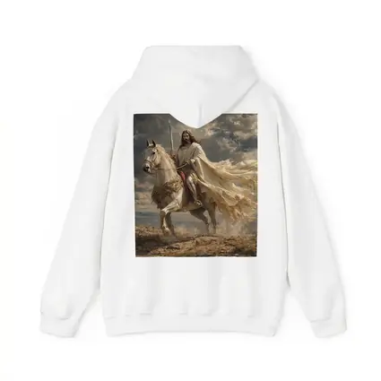 Jesus Riding White Horse Dramatic Sky
