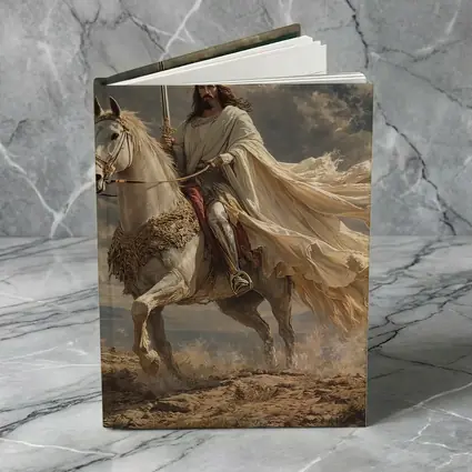 Jesus Riding White Horse Dramatic Sky