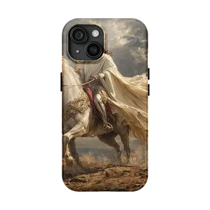 Jesus Riding White Horse Dramatic Sky